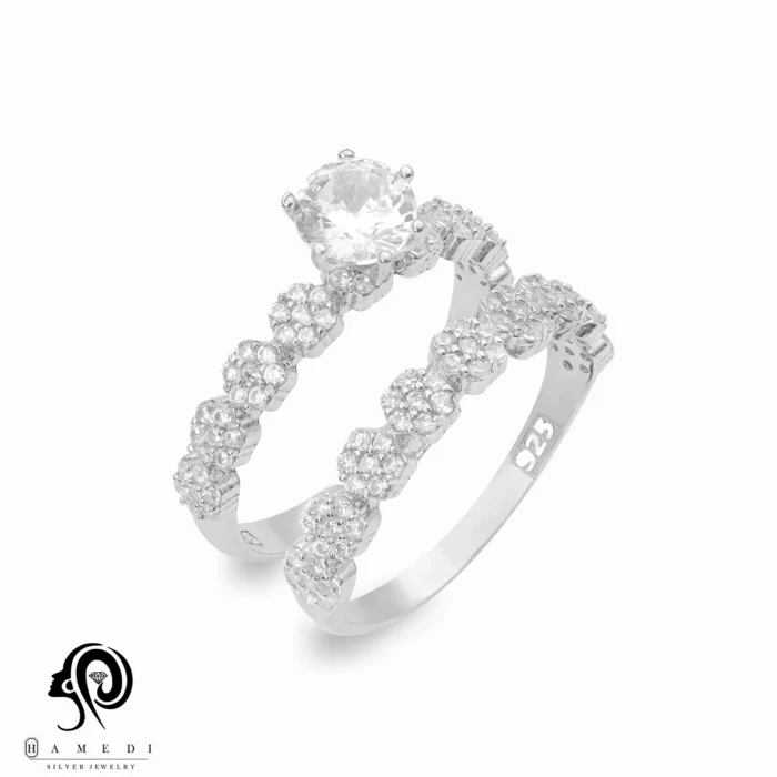 انگشتر نقره زنانه دوتیکه فلاور مدل RI F60