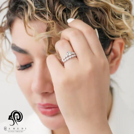 انگشتر نقره زنانه دوتیکه فلاور مدل RI F60