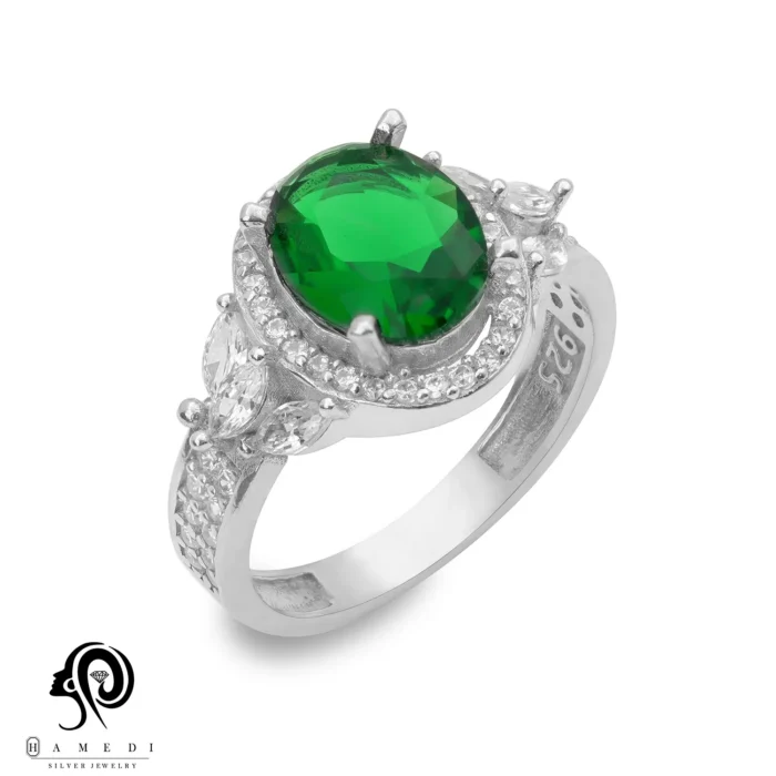 انگشتر نقره زنانه نگین رنگی مدل RI R175