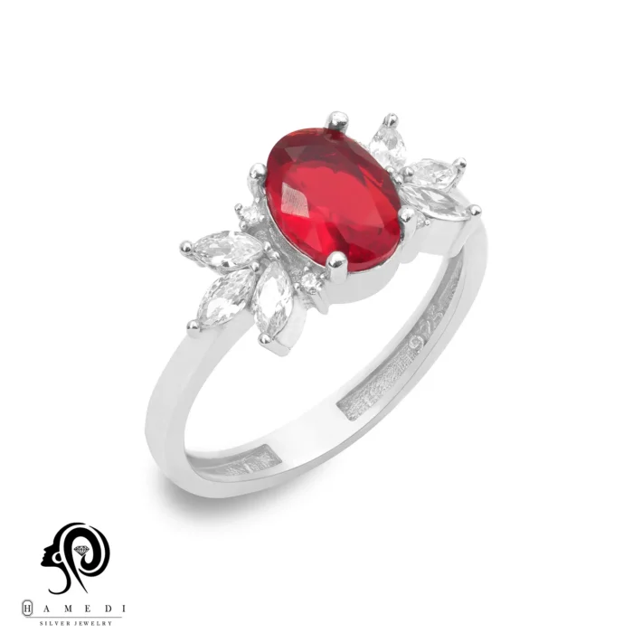 انگشتر نقره زنانه نگین رنگی مدل RI R196