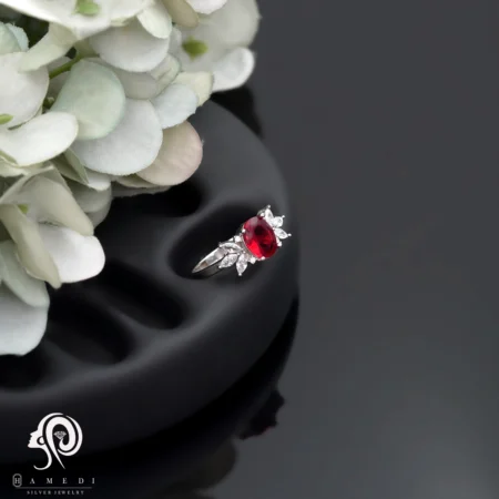 انگشتر نقره زنانه نگین رنگی مدل RI R196
