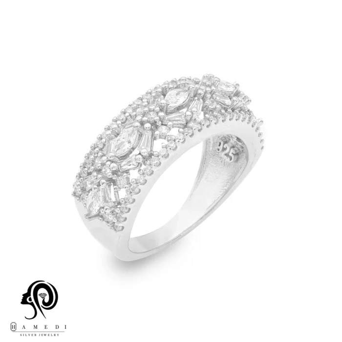 انگشتر نقره زنانه مجلسی جواهری مدل RI S17