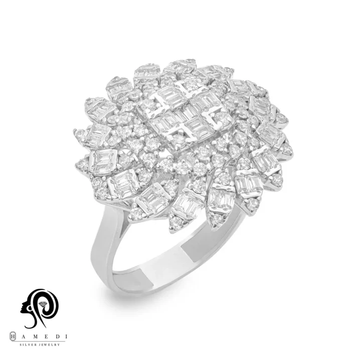 انگشتر نقره زنانه مجلسی جواهری مدل RIL E35