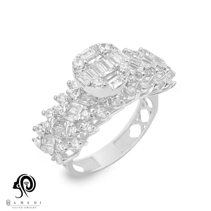 انگشتر نقره زنانه مجلسی جواهری مدل RIL E50