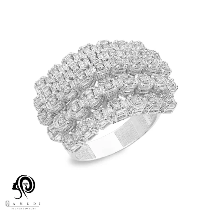 انگشتر نقره زنانه مجلسی جواهری مدل RIL E51