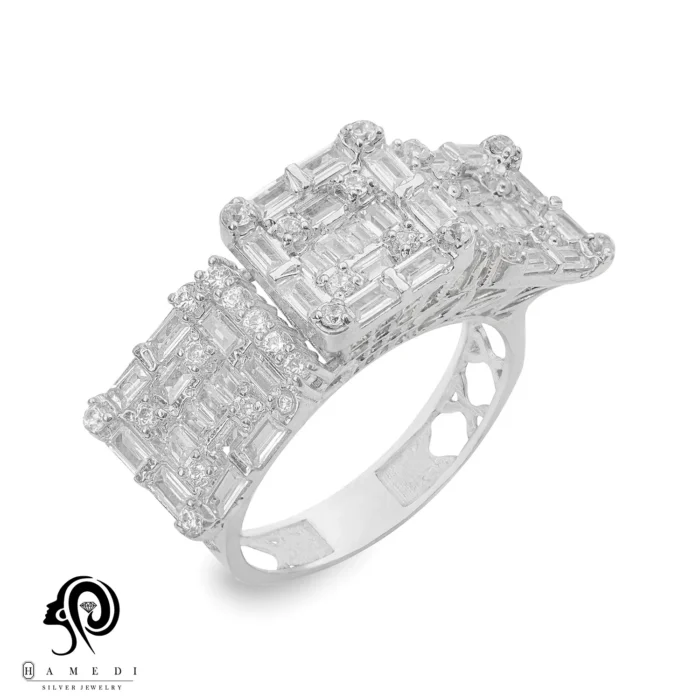 انگشتر نقره زنانه مجلسی جواهری مدل RIL E53