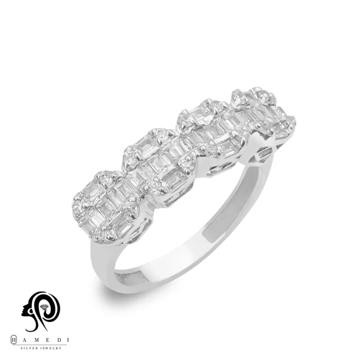 انگشتر نقره زنانه مجلسی جواهری مدل RIL E54