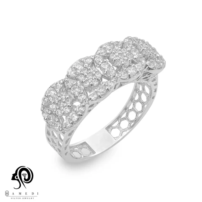 انگشتر نقره زنانه مجلسی جواهری مدل RIL F14