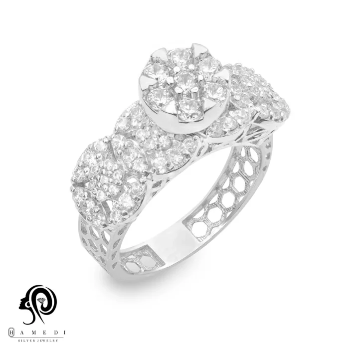 انگشتر نقره زنانه مجلسی جواهری مدل RIL F15