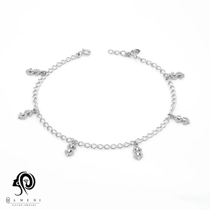 پابند نقره زنانه طرح دلار مدل AI B4