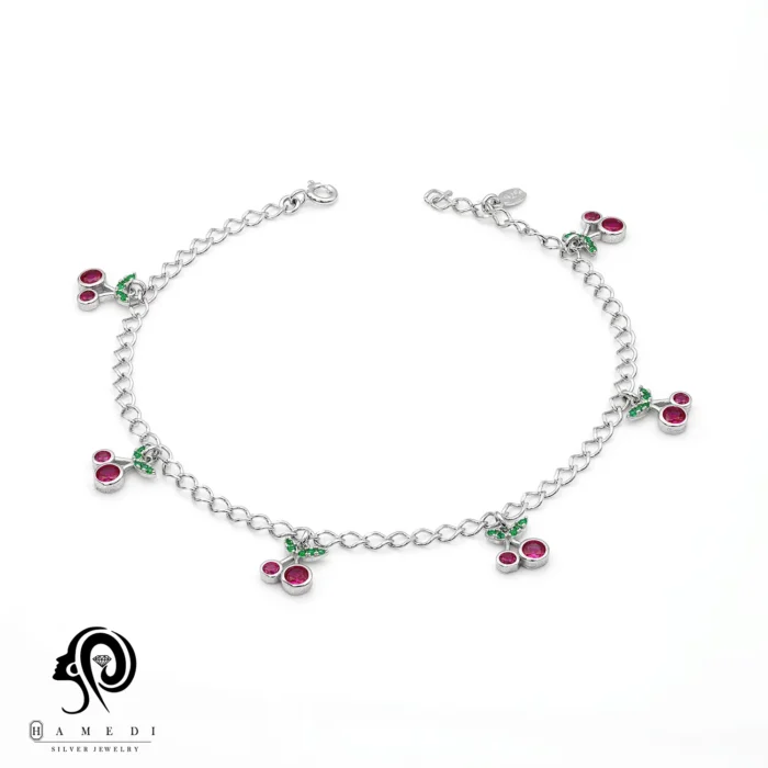 پابند نقره زنانه طرح گیلاس مدل AI B7