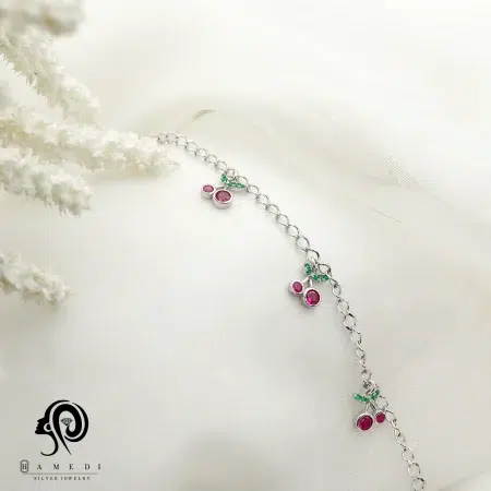 پابند نقره زنانه طرح گیلاس مدل AI B7