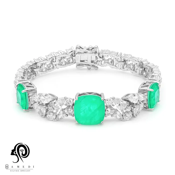 دستبند دابلت نقره زنانه جواهری مدل BE R8