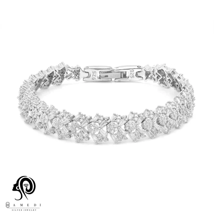 دستبند نقره زنانه مجلسی جواهری مدل BI F39