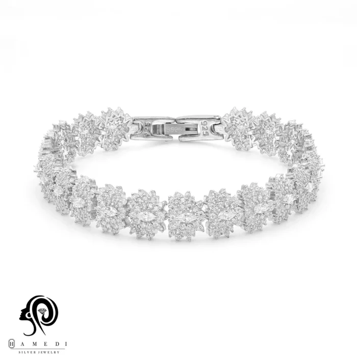 دستبند نقره زنانه مجلسی جواهری مدل BI K16