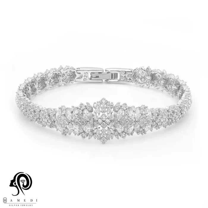 دستبند نقره زنانه مجلسی جواهری مدل BI K29