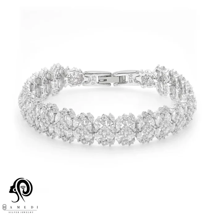 دستبند نقره زنانه مجلسی جواهری مدل BI K30