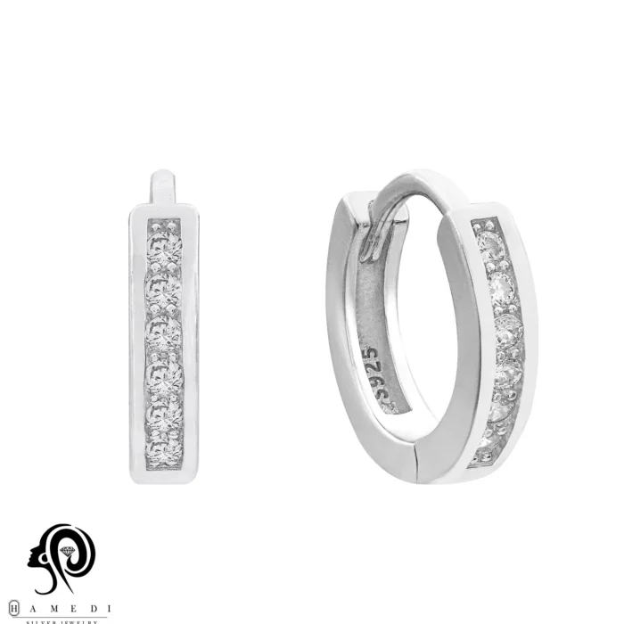 گوشواره نقره زنانه حلقه ساده مدل EE B122