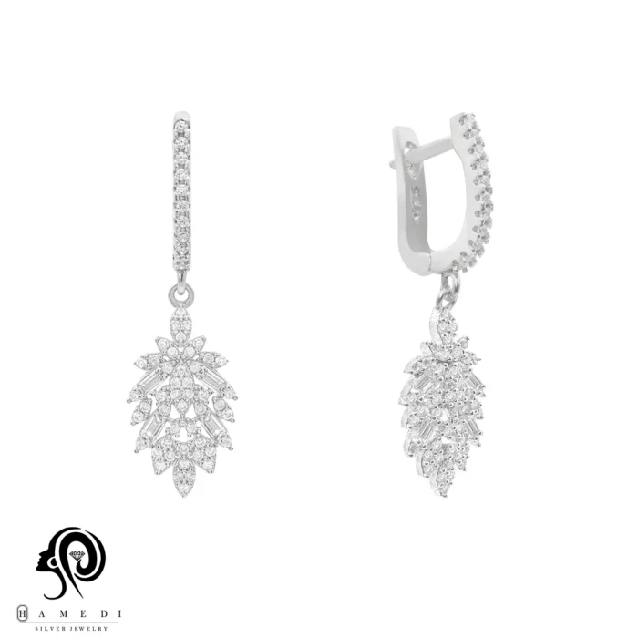 گوشواره نقره زنانه مجلسی جواهری مدل EI E16