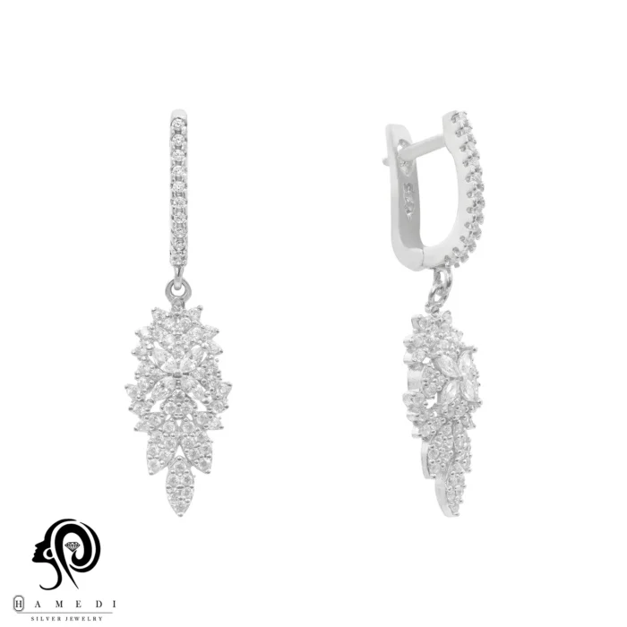 گوشواره نقره زنانه مجلسی جواهری مدل EI K9