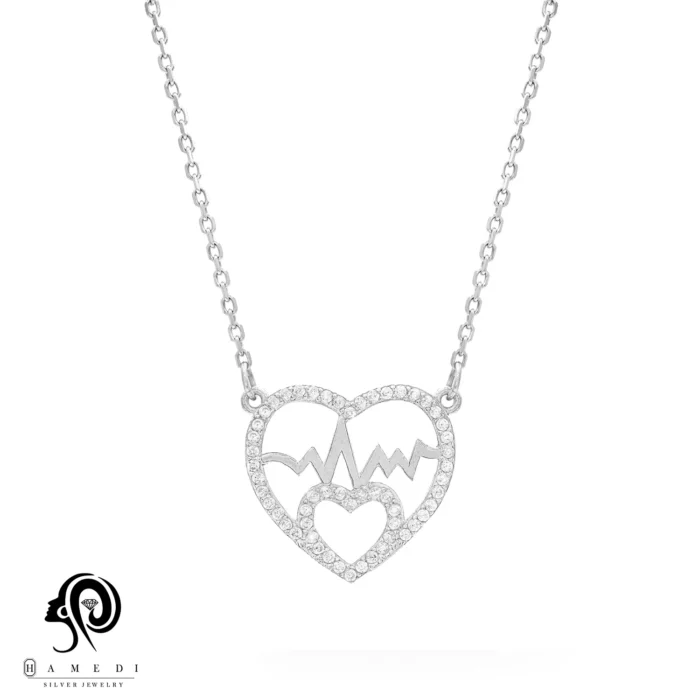 گردنبند نقره زنانه ضربان قلب مدل HIB66