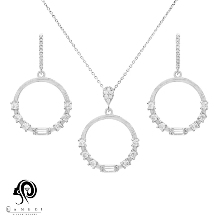 نیم ست نقره زنانه اسپرتی ساده مدل NI E37