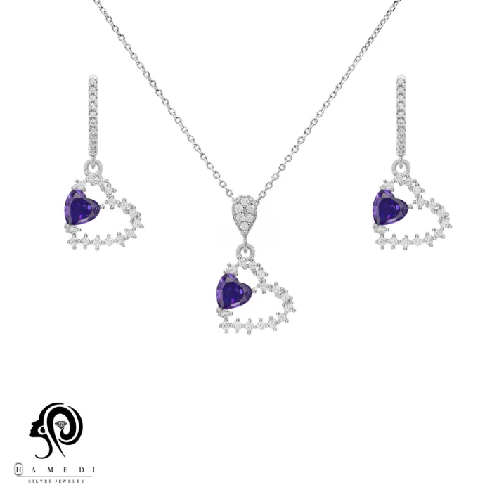 نیم ست نقره زنانه قلب اسپرتی مدل NI J1