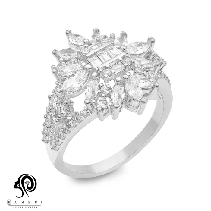 انگشتر نقره زنانه مجلسی جواهری مدل RI D13