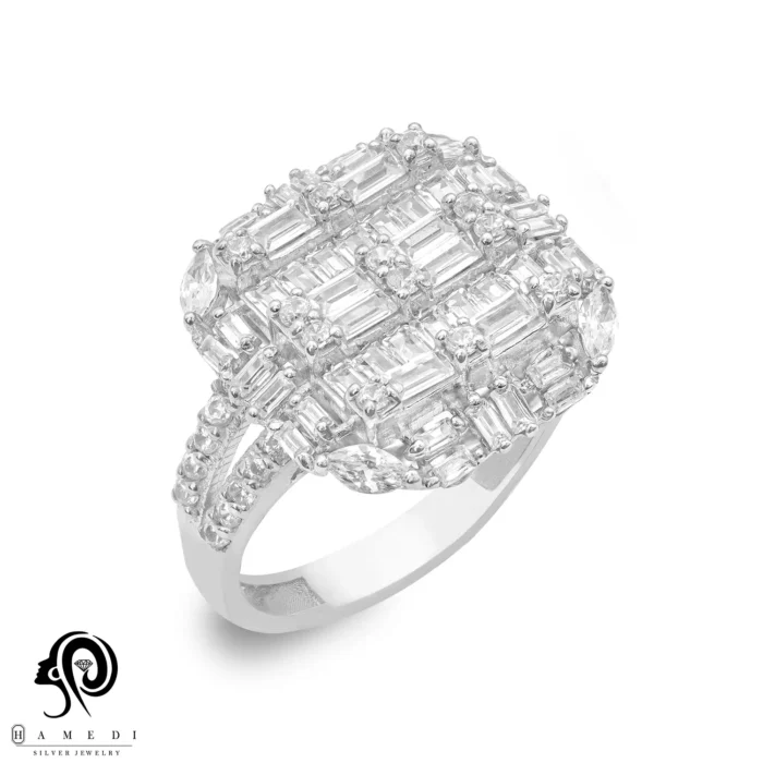 انگشتر نقره زنانه مجلسی جواهری مدل RIL D13