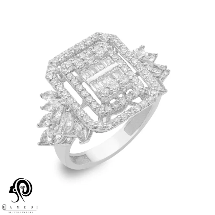 انگشتر نقره زنانه امرالدکات جواهری مدل RIL D15