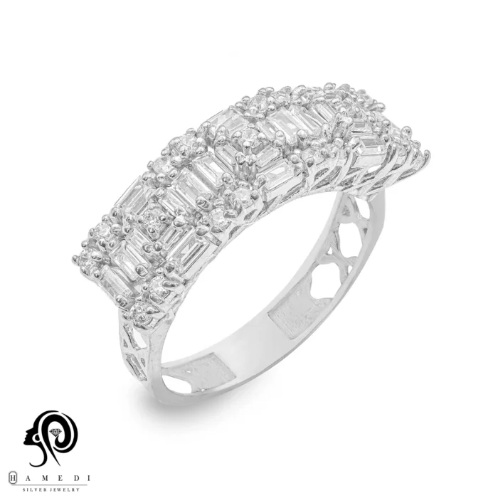 انگشتر نقره زنانه مجلسی جواهری مدل RIL E57