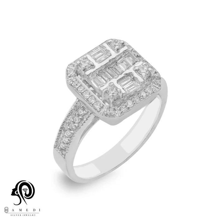 انگشتر نقره زنانه امرالدکات جواهری مدل RIL E59