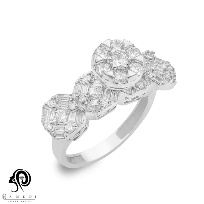 انگشتر نقره زنانه مجلسی جواهری مدل RIL E60