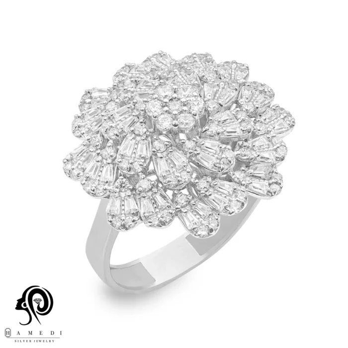 انگشتر نقره زنانه فلاور مجلسی مدل RIL F6