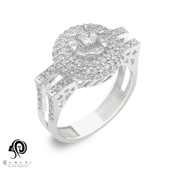 انگشتر نقره زنانه مجلسی جواهری مدل RIL O1