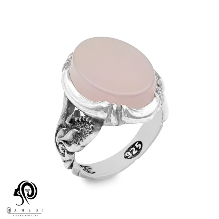 انگشتر عقیق نقره مردانه بنفش مدل RIM AB6