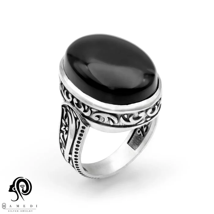 انگشتر عقیق یمنی مردانه نقره مدل RIM AY1