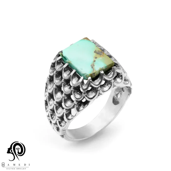 انگشتر فیروزه مردانه اصل نقره مدل RIM FI8