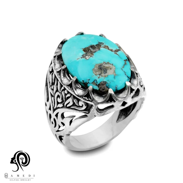 انگشتر فیروزه مردانه اصل نقره مدل RIM FI11