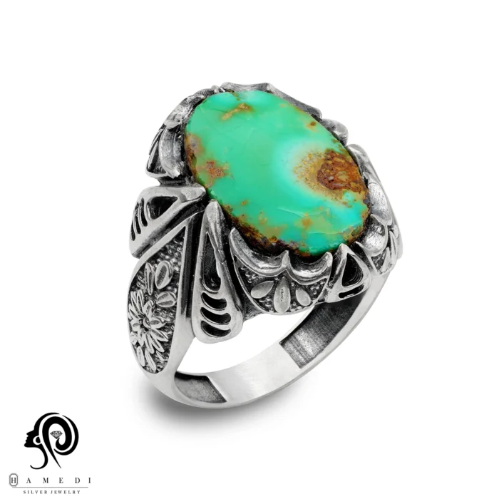 انگشتر فیروزه اصل نقره مردانه مدل RIM FI22