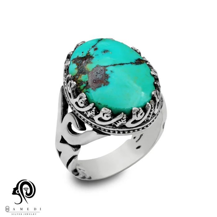 انگشتر فیروزه اصل نقره مردانه مدل RIM FI25