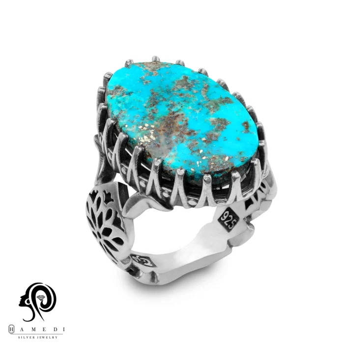 انگشتر فیروزه اصل نقره مردانه مدل RIM FI44