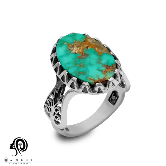 انگشتر فیروزه اصل نقره مردانه مدل RIM FI56