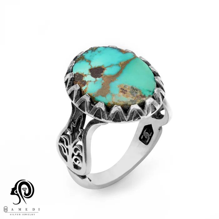 انگشتر فیروزه اصل نقره مردانه مدل RIM FI57