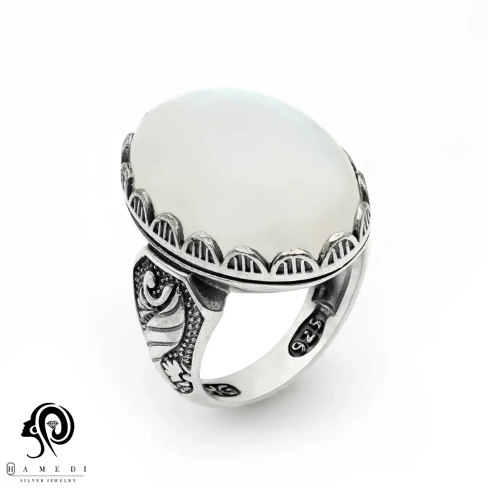 انگشتر نقره مردانه مون استون (ماه) مدل RIM MO2