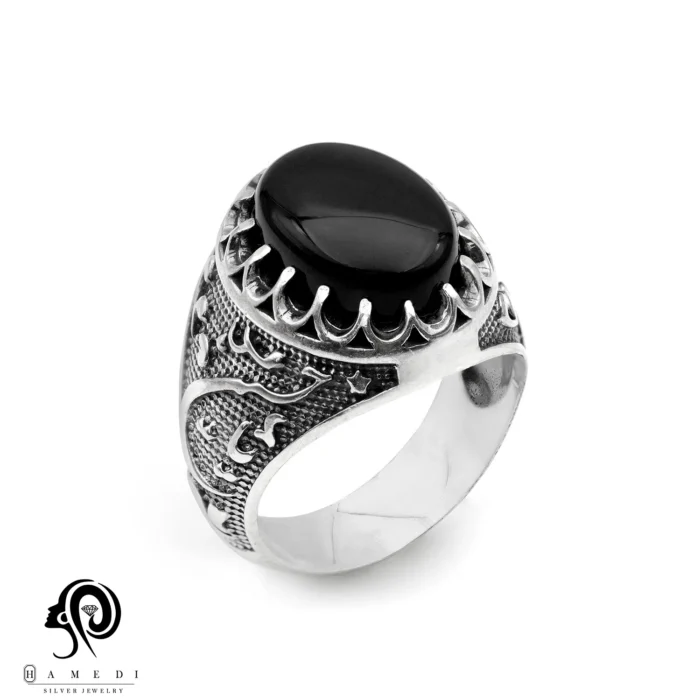 انگشتر اونیکس نقره مردانه اصل مدل RIM ON23