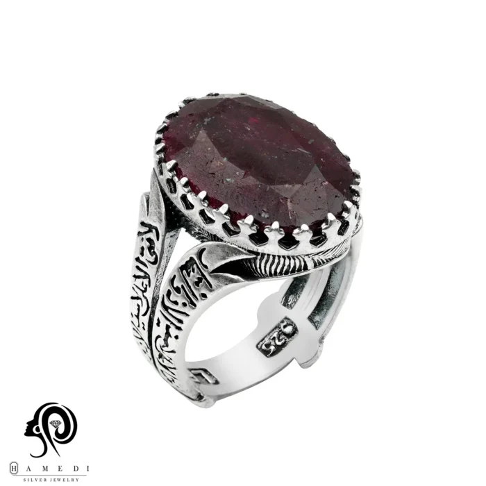 انگشتر نقره مردانه یاقوت قرمز مدل RIM YG4