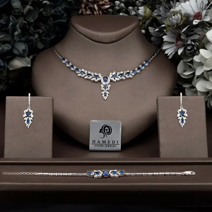 سرویس نقره زنانه مجلسی رنگی مدل SI R25