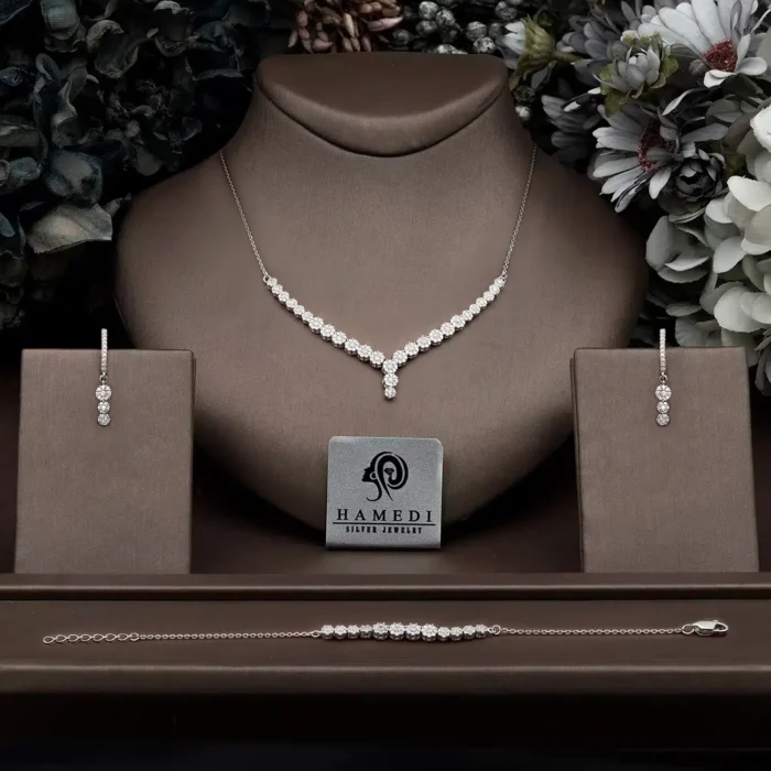 سرویس نقره زنانه فلاور زنجیری مدل SIC F37