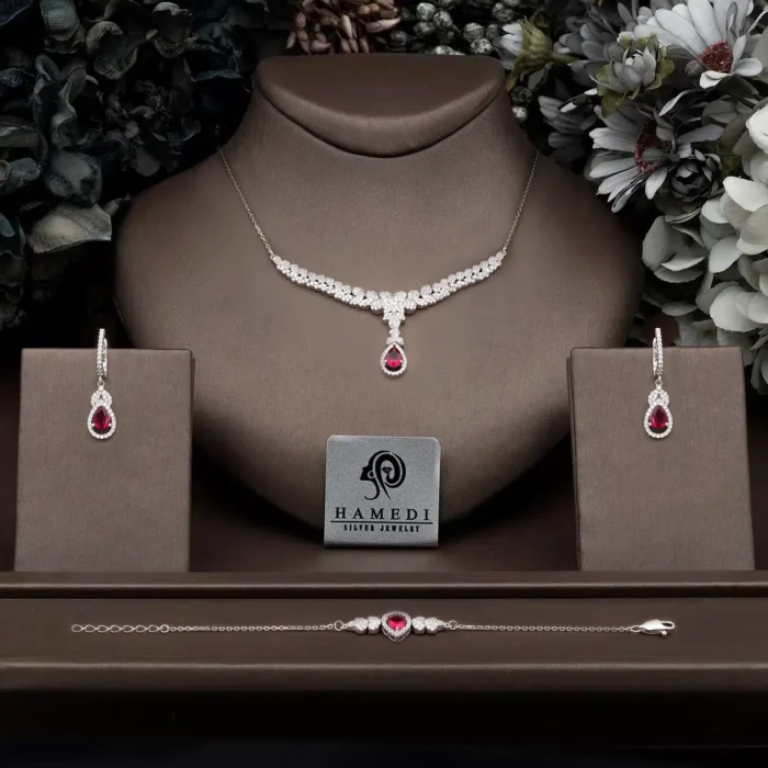 سرویس زنانه نقره زنجیری رنگی مدل SIC F43